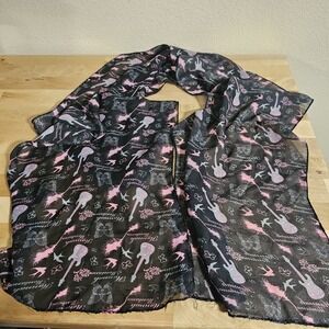 Disney Hannah Montana 60" Scarf Guitar Birds Butterfly 90s 2000s Retro